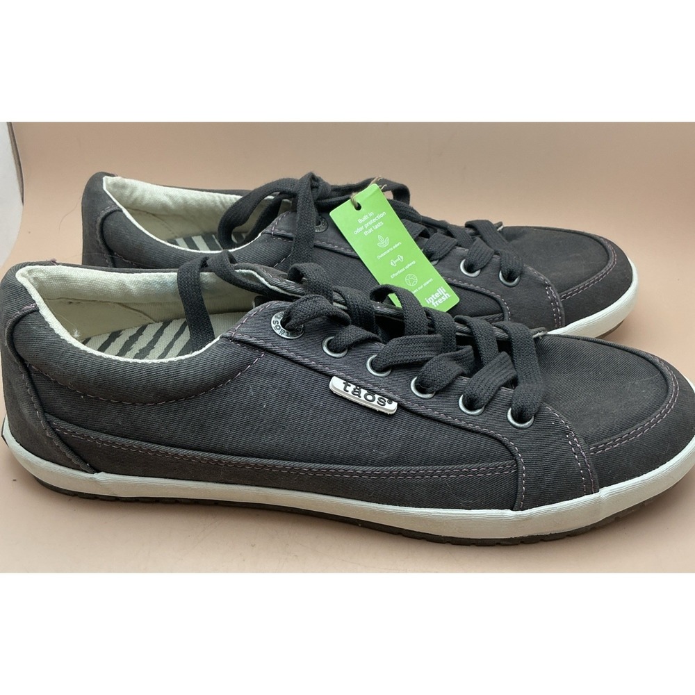 NWT Taos Moc Star 2 Graphite Distressed Canvas Lace-Up Sneakers Women's 8.5 - Picture 2 of 11